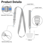 ZORBES® Phone Lanyard Phone Hand Strap Set Phone Neckstrap for All Phone Case Adjustable Grey Phone Sling with 2 Self-Adhesive Inserts Phone Sling Hand Strap, Not Includes Phone Case
