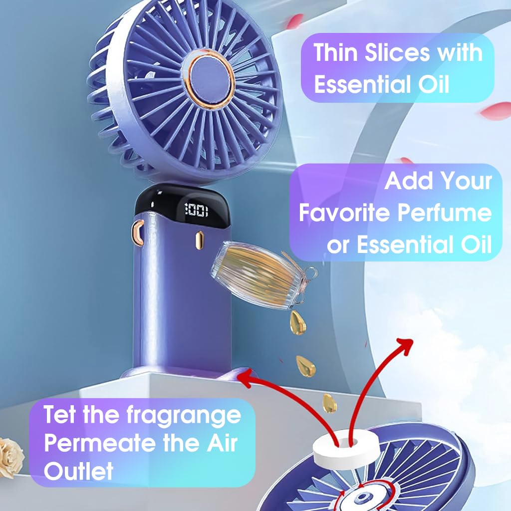 Verilux Hand Fan Mini Fan with 5000mAh Battery and 5 Speeds for Desk or Travel | Foldable Design