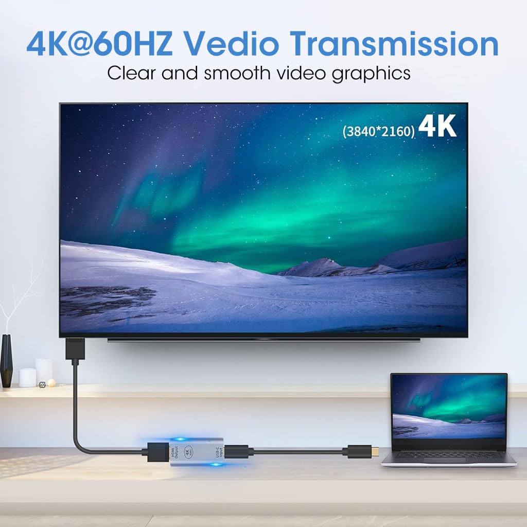 Verilux® Type C to HDMI Adapter 4K@60Hz USB C to HDMI Adapter HDMI Converter for MacBook Pro/Air, iPad Pro, iMac, ChromeBook Pixel Samsung