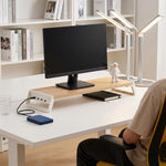 ZORBES Wooden Monitor Stand Riser with 4 USB Ports & Under-Desk Storage