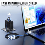 Verilux® 10ft USB C Charging Cable Data Cable USB A to Type C Cable Travel USB to Type C Cable Data Cable Long Braided Nylon Type C Cable for Phone, Tablet