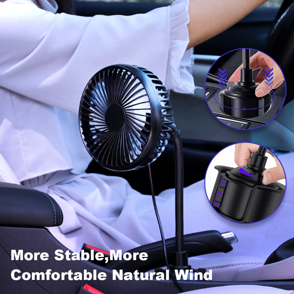 ZORBES® USB Fan for Car, Mini USB Fan for Car Cup Holder, Flexible Fan Angle 3 Speeds Adjustable USB Fan, Plug and Play with Seperate Switch 5W USB Fan for Car, Trunk, SUV use