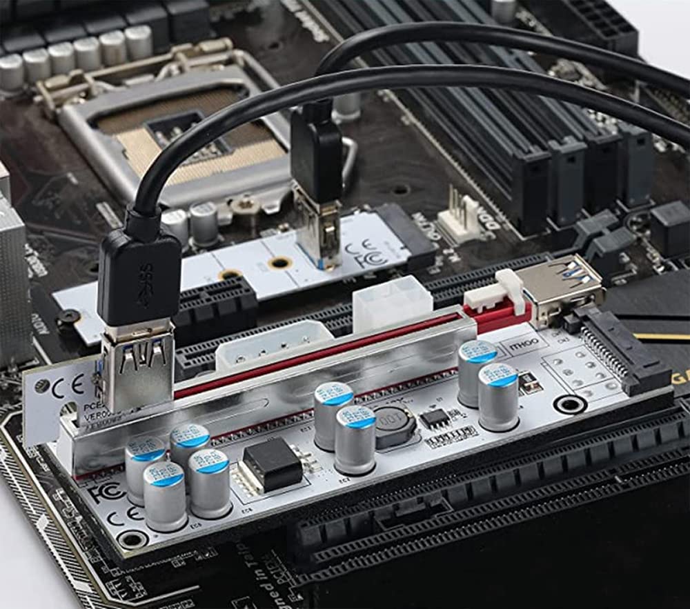 Verilux PCIE Riser for GPU Mining with 8 Solid Capacitors and USB 3.0 Extension Cable | VER010-X
