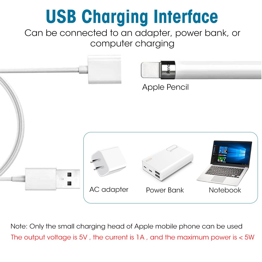 Verilux® 2 in 1 USB Charging Cable for iPad, Pencil, iPhone, 3.3ft Fast Charging Cable Compatible with IOS Pencil 1st Gen, iPhone & iPad Air