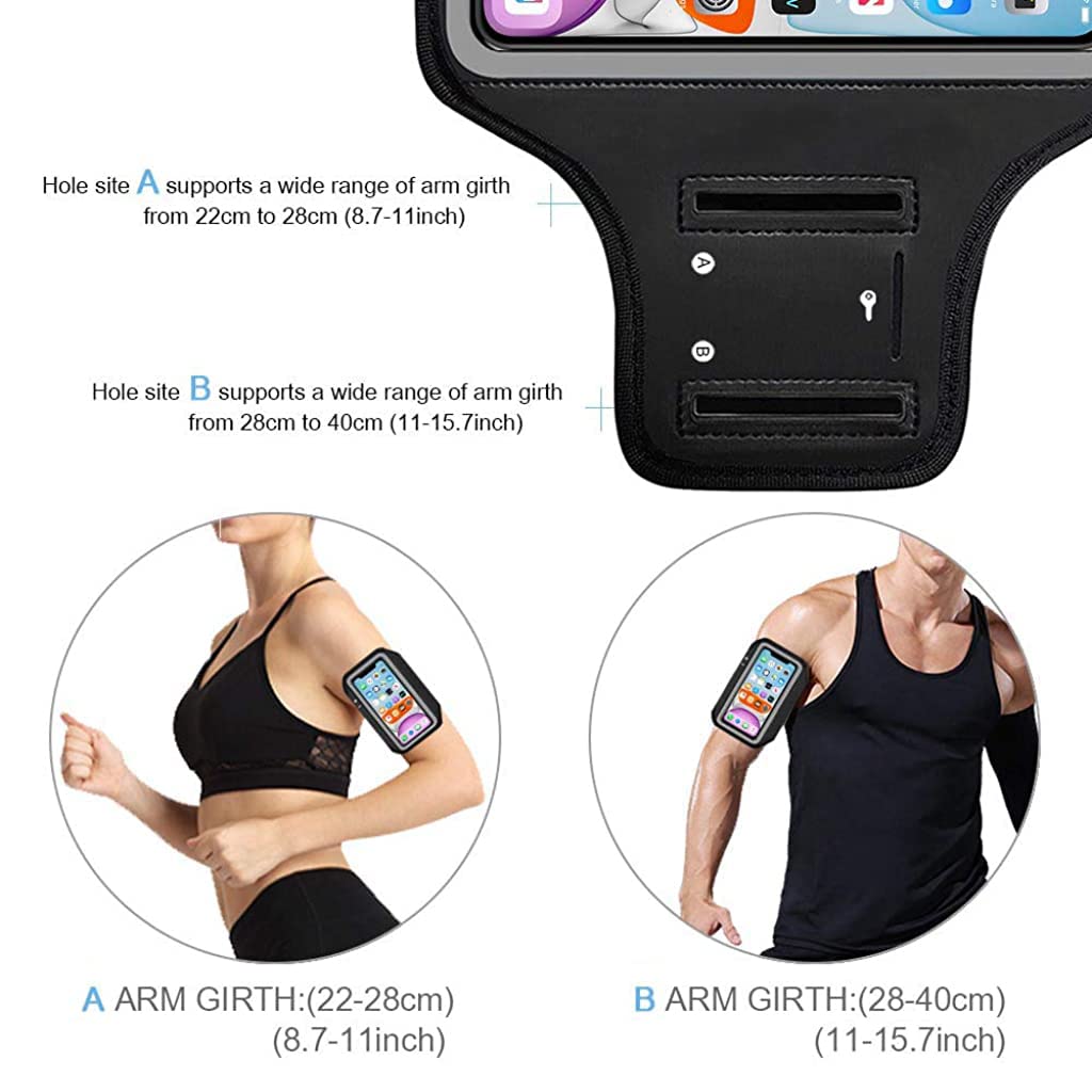 ZORBES® Armband for Mobile Phone Running, Waterproof Phone Holder for Running for iPhone 13, 12, 11, XR, Elastic Arm Band with Card Holder for Within 6.2in 's Mobile (Black)