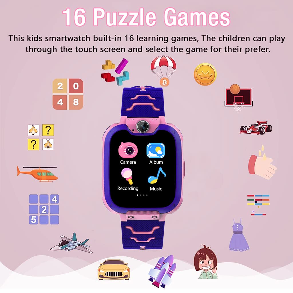 ZORBES® Smart Watch for Kids, HD Touch Screen Smartwatch, Two-Way Phone Calling, Taking Photo, Playing Gaming, Music Player Gift for Teens, Smartwatch Phone for Students (Pink)