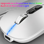 Verilux Wireless Mouse Rechargeable with Visible Battery Level 3 Modes 1600DPI Silver | for Laptop Mac PC iPad
