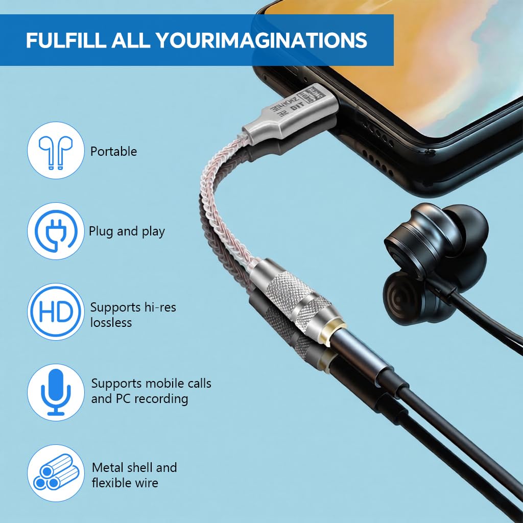 Verilux USB Type C to 3.5mm Audio Jack Adapter with HiFi DAC