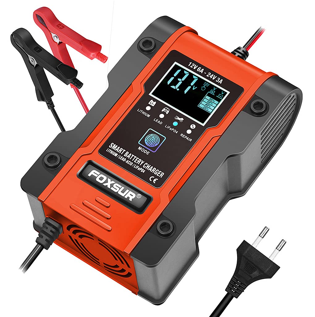 Verilux Car Battery Charger for 12V and 24V Batteries featuring 7 Segment Charging | Intelligent Automatic Repair and Test