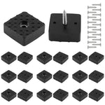Serplex® 20Pcs 1.18Inch/30mm Rubber Furniture Pads with Screws, Black Square Non Slip Furniture Feet Heavy Duty Couch Feet Covers for Chair, Table, Desk, Sofa-Black