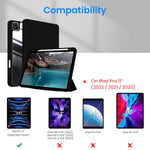 ZORBES® Protective Cover for iPad Pro 11 Inches (2022 2021 2020 2018, 4th 3rd 2nd 1st Generation) 2 in 1 Transparent iPad Cover with Pencil Holder & Folding Stand Ultra Slim Fashion iPad Case