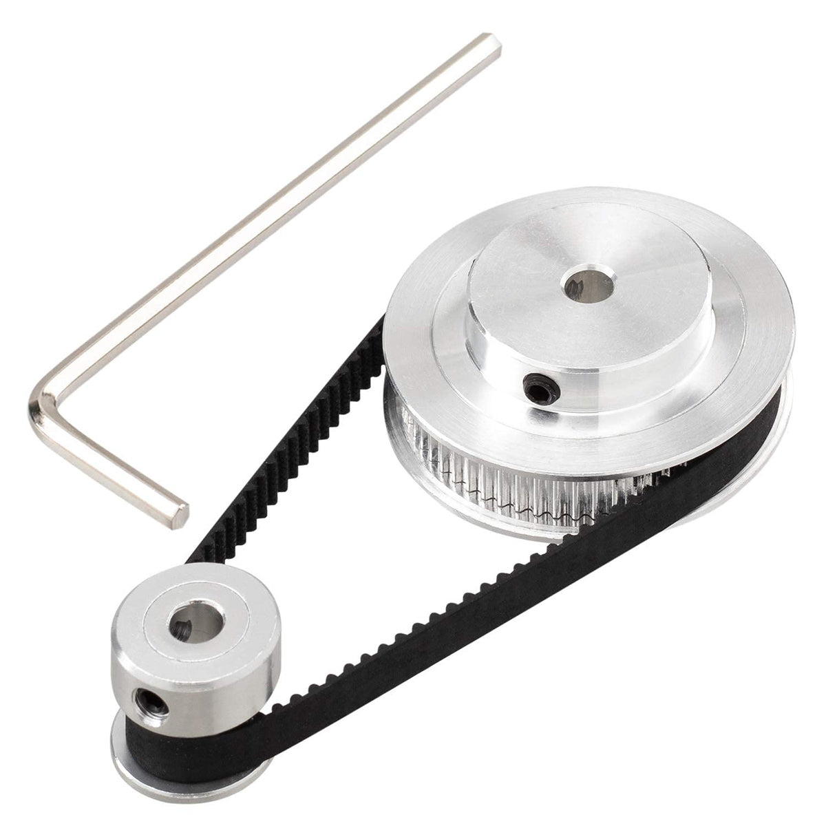 Serplex® Synchronous Wheel for 3D Printer Timing Pulley Printer Timing Gear for 3D Printer with FDM Tech 20 & 60 Teeth 5mm Bore Aluminum Timing Pulley with Length 200mm x6mm Belt