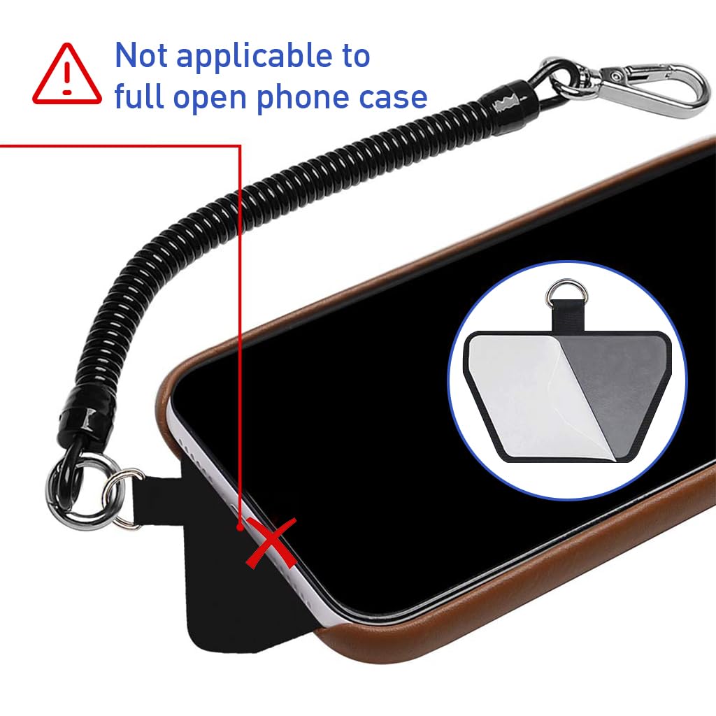 ZORBES® Phone Handstrap Phone Spring Hand Strap Set Quick Release Phone Handstrap Anti-theft Retractable Phone Sling with 2 Self-adhesive Inserts & Carabiner, Not Includes Phone Case