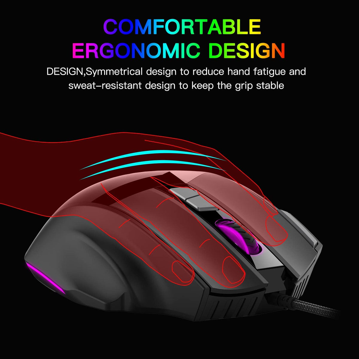 ZORBES® Wired USB 2.4G Optical Mouse with 6 Adjustable DPI Adjustable Additional Weight Gaming Mice LED Backlit