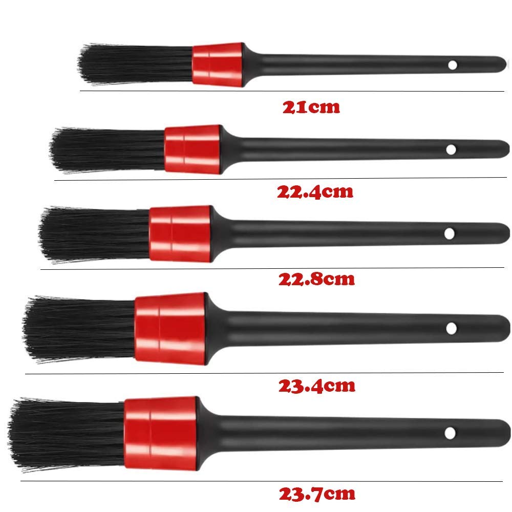 ZORBES® Black 6 pcs Auto Detailing Car Cleaning Brush Set with Soft Boar Hair,Car Cleaning Accessories for Cleaning Air Vents,Emblems,Leather,Wheels,Engine,Interior