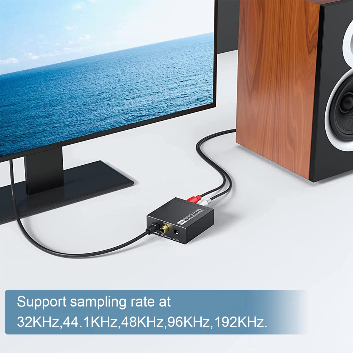 Verilux Digital to Analog Audio Converter 192KHz DAC with Toslink Optical and RCA Output | Ideal for PS3 PS4 Apple TV and Home Cinema