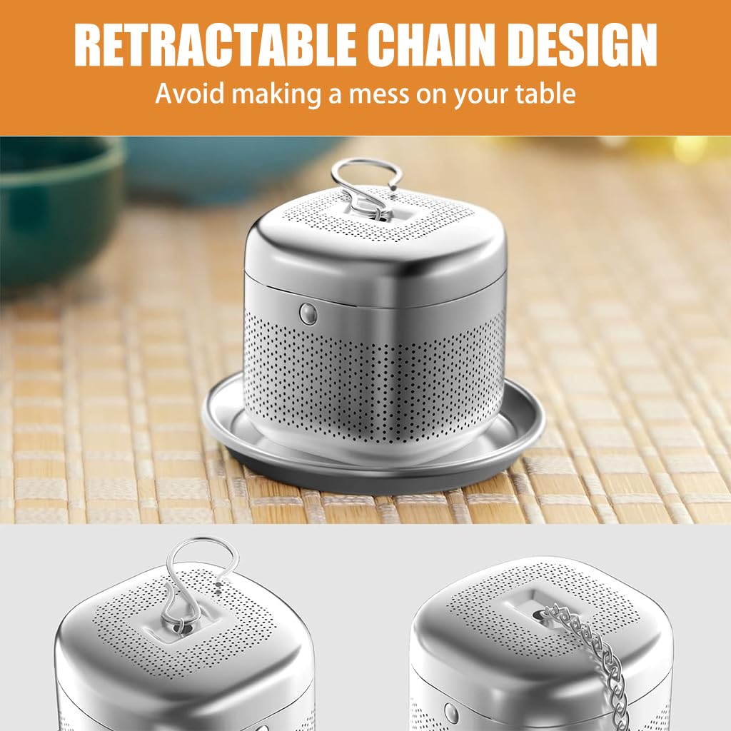 Zeitel® Cube Tea Infuser - 304 Stainless Steel Fine Mesh Strainer 4x4x3.8cm Hook Chain Design for Mugs/Teapots, Ideal for Loose Leaf/Green/Chamomile Tea, Easy Clean, Durable - Single Pack