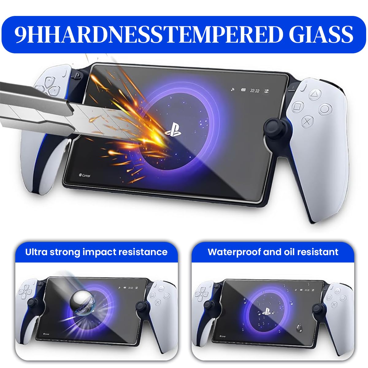 ZORBES® 2 Packs Screen Protector for Playstation Portal Remote Player 8 inch Tempered Glass 5 Handheld Ultra HD Anti-Scratch 3PCS