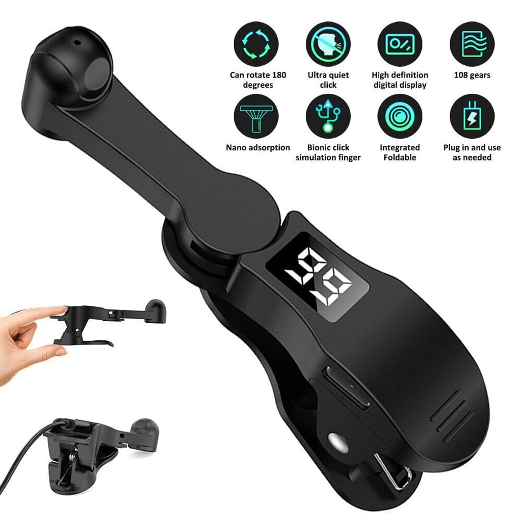 Verilux Auto Clicker for Smartphone with LED Display featuring 180° Adjustable Tap Arm | USB Rechargeable Screen Clicker