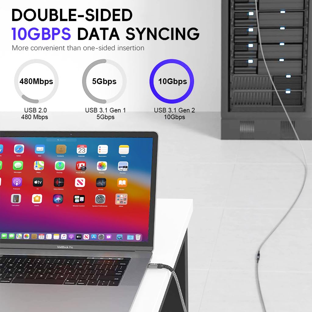 Verilux® USB C Extension Cable, 9.8ft/3M USB Type C Male to Female Cable Support 100W PD Fast Charging, 10Gbps Data Transfer, 4K@60Hz HD Video Output Compatible with iPad Pro, MacBook Pro