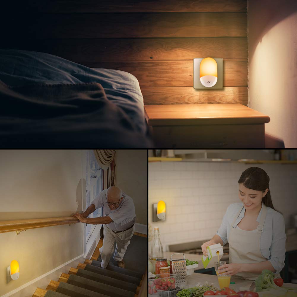 Verilux 2 Packs LED Night Lamp for Bedroom, Charging-Free Plug-in Night Light Smart Automatic ON/Off Dusk to Dawn Wall Lights Bedside Night Ligh for Decoration(Light Senor, Not Motion Sensor)