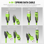 Verilux 4 in1 Type C Cable for Fast Charging with PD65W Output and Spring Coiled Design | Green
