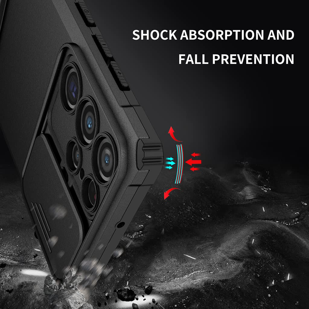 ZORBES® for Samsung S22 Ultra Case with Stand, Cover with Camera Protection, Heavy Duty Shockproof Protective TPU Back Case 3PCS