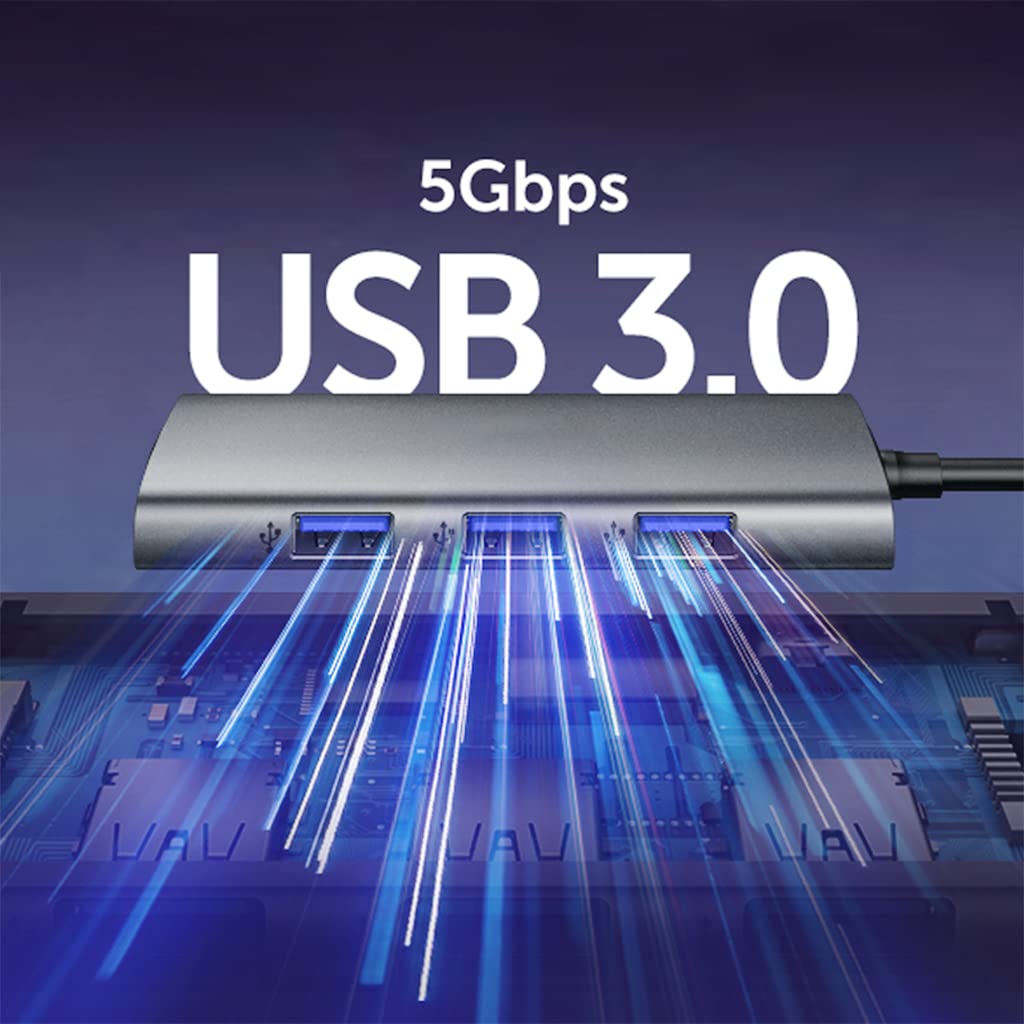 Verilux USB C Hub for Laptops with 7 Ports and 4K HDMI | 100W Power Delivery Charging