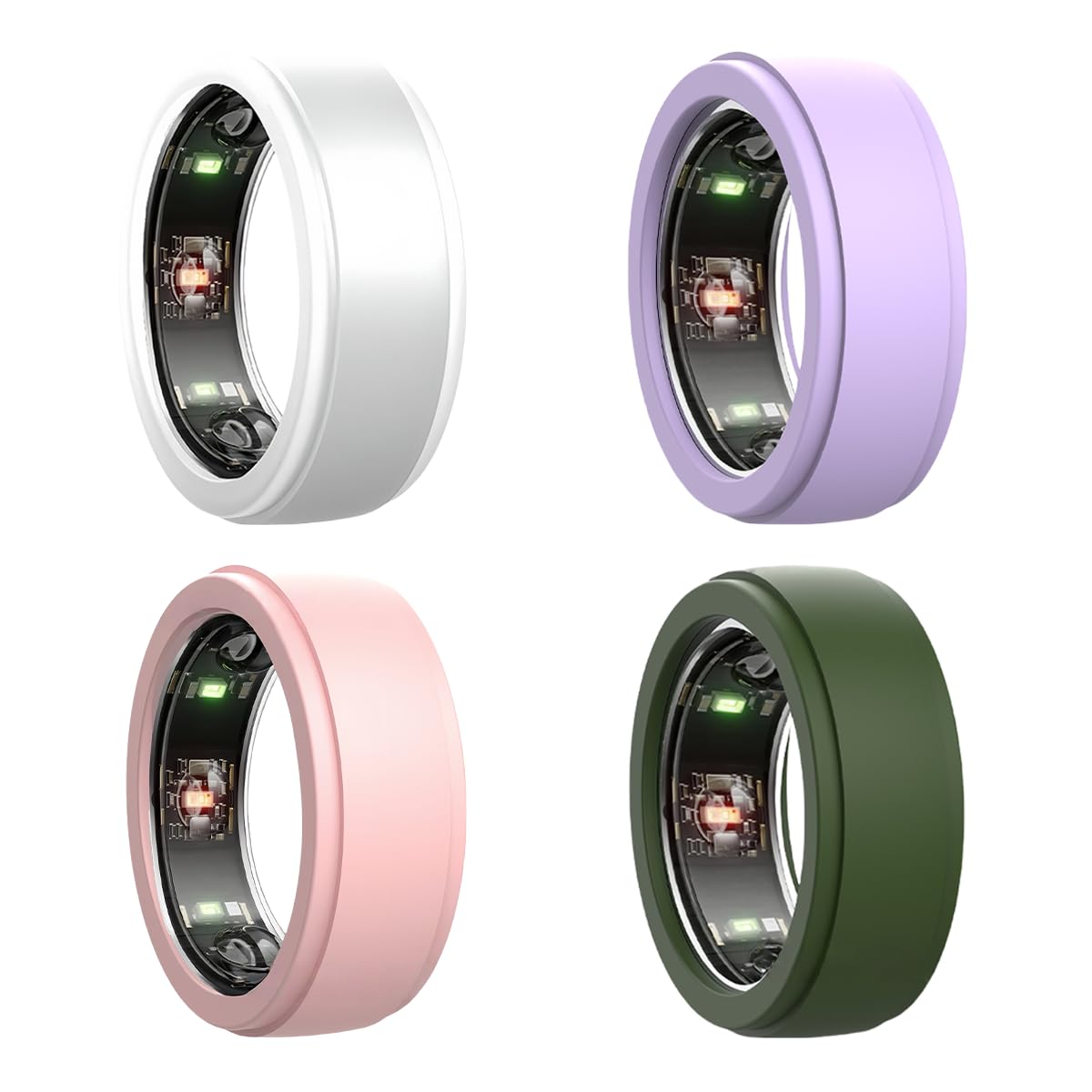 ZORBES® 4-Pack Silicone Smart Ring Covers, Protective Anti-Scratch Ring Protector Compatible with Samsung Galaxy Ring, Oura Ring & Ultrahuman Ring, Flexible Silicone Smart Ring Case (4 Colors)