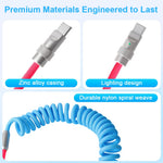 Verilux® PD 66W Type C Cable Fast Charging with Spring, 5.9Ft C Type Charger Cable with 480Mbps Data Transmission, No Tangle Retractable Type C Cable for iPhone 17/17 Plus/17 Pro/16/15, Galaxy S25/S24
