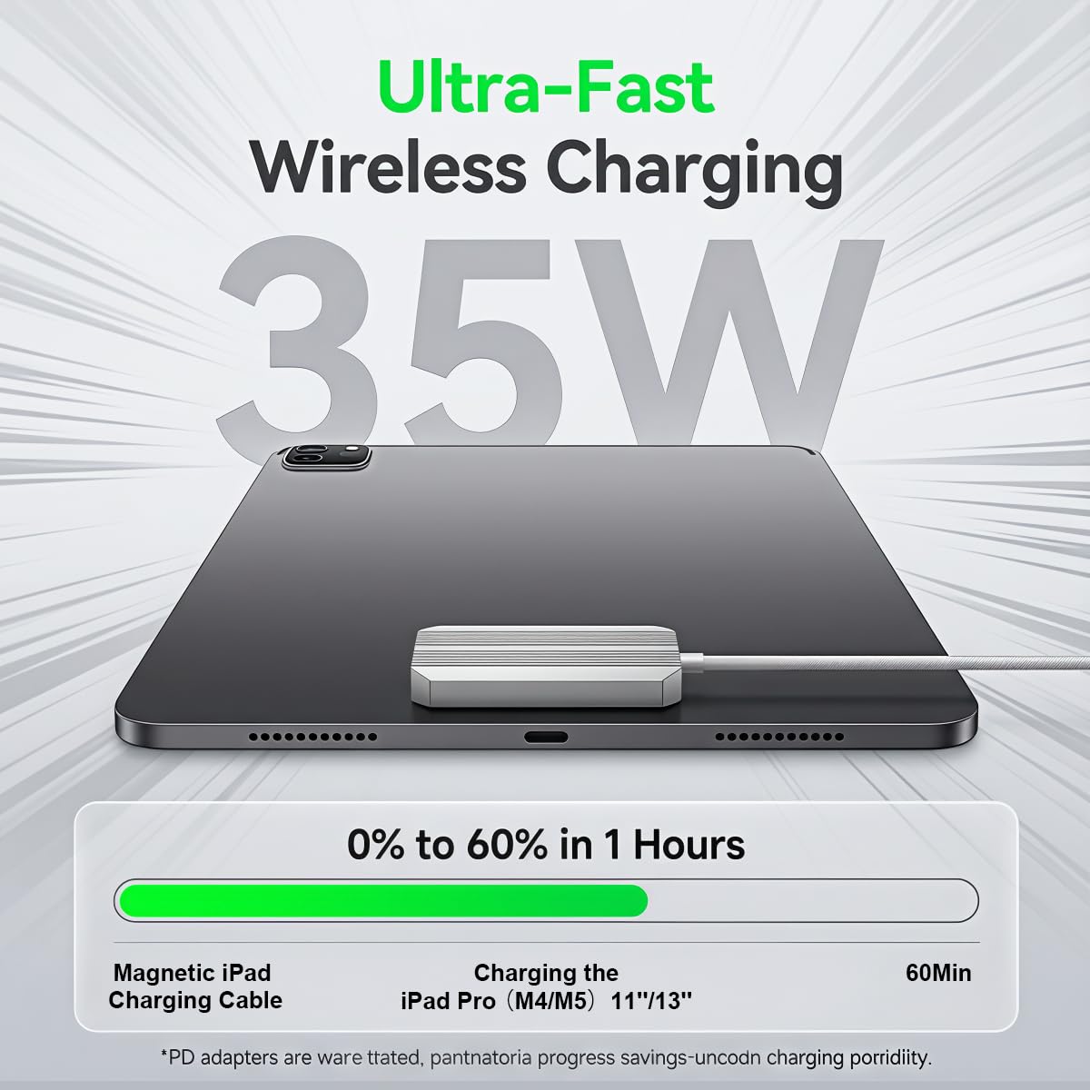 Verilux 2M Magnetic Wireless Charger for iPad Pro 12.9 & iPad Air 13