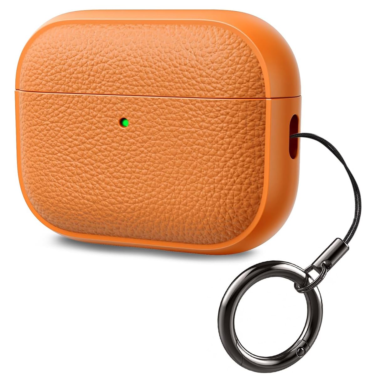 ZORBES® Compatible with Airpod Pro 3, TPU Earbud Charger Box Cover, Fashion Orange Lychee Pattern Anti-Scratch Protective Case Cover with Lanyard, Travel Earbud Case Cover