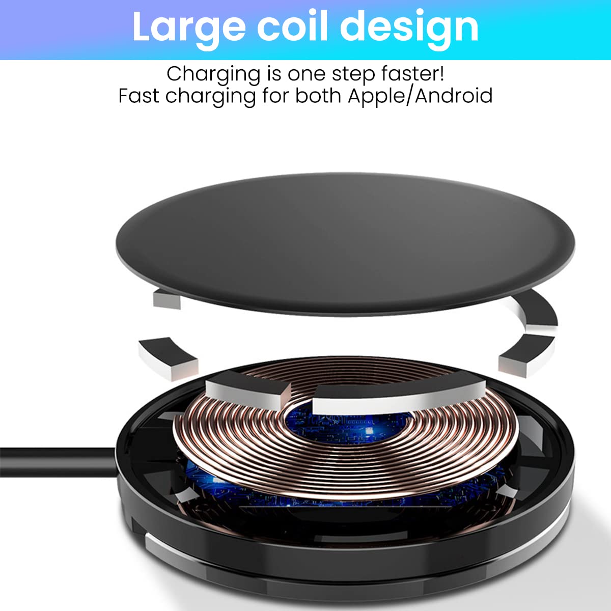 ZORBES® Magnetic Wireless Charger Compatible with MagSafe Charger,15W Fast Charging Wireless Charger for iPhone 12/13/14 series,with Foldable Rack,3.3ft Cable,Support QI Charger(Without Adapter),Black