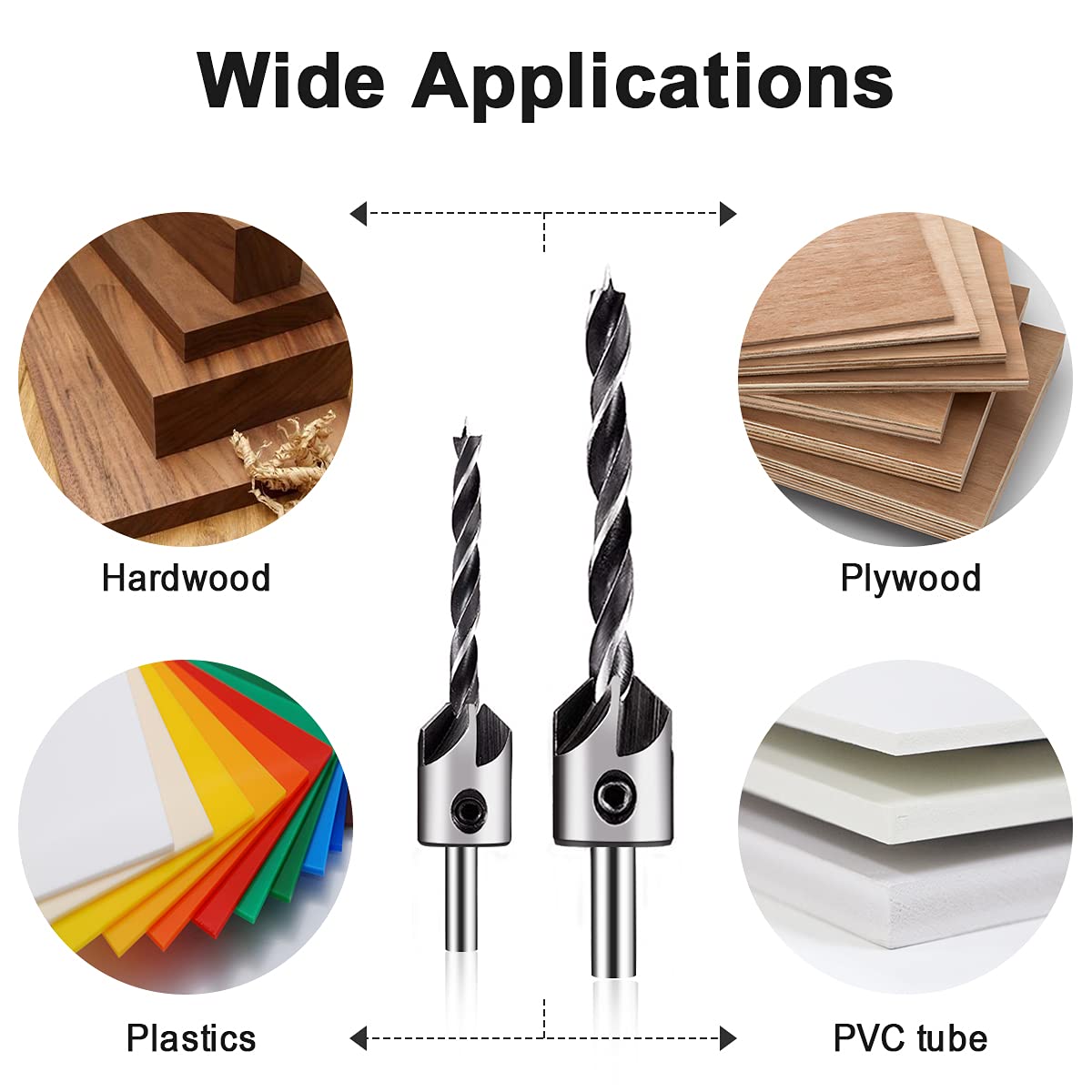 ZORBES® Countersink Drill Bits Set Woodwork, PVC, Plywood Chamfer High Carbon Steel Drill Bits for Wood Drill Bits Set 3mm 4mm 5mm 6mm with Hex Key - 4 Pcs