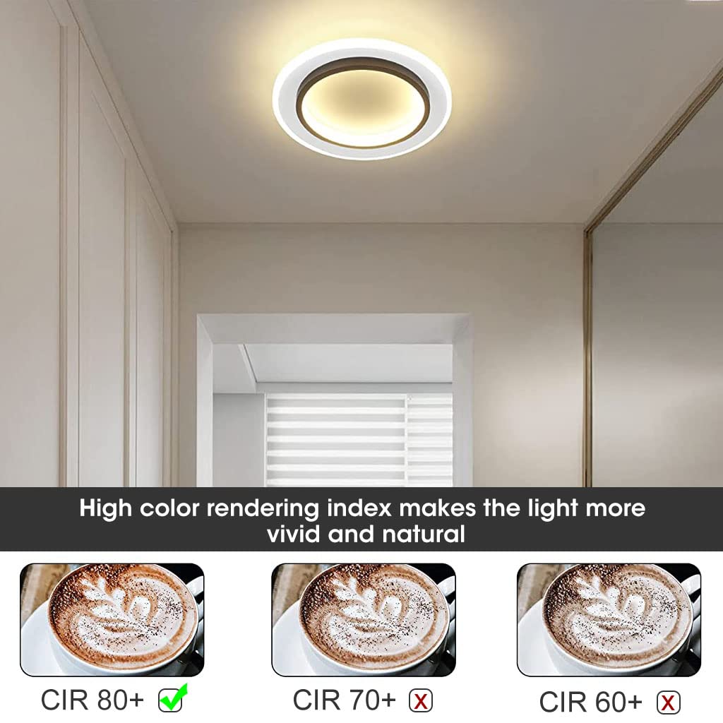 Verilux 24W LED Modern Ceiling Light for Living Room for 3-8m2 Small Room, 3000K LED Warm Light Modern Acrylic Round Interior Light, 24 * 24cm LED Ceiling Light for Small Room Home Balcony