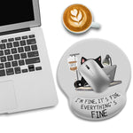 ZORBES® Mouse Pad with Wrist Support, Funny Cat Ergonomic Mouse Pad with Wrist Support I'm Fine Motivational Memo Design, Soft Gel Rest, Non-Slip Mouse Mat for Office & Home