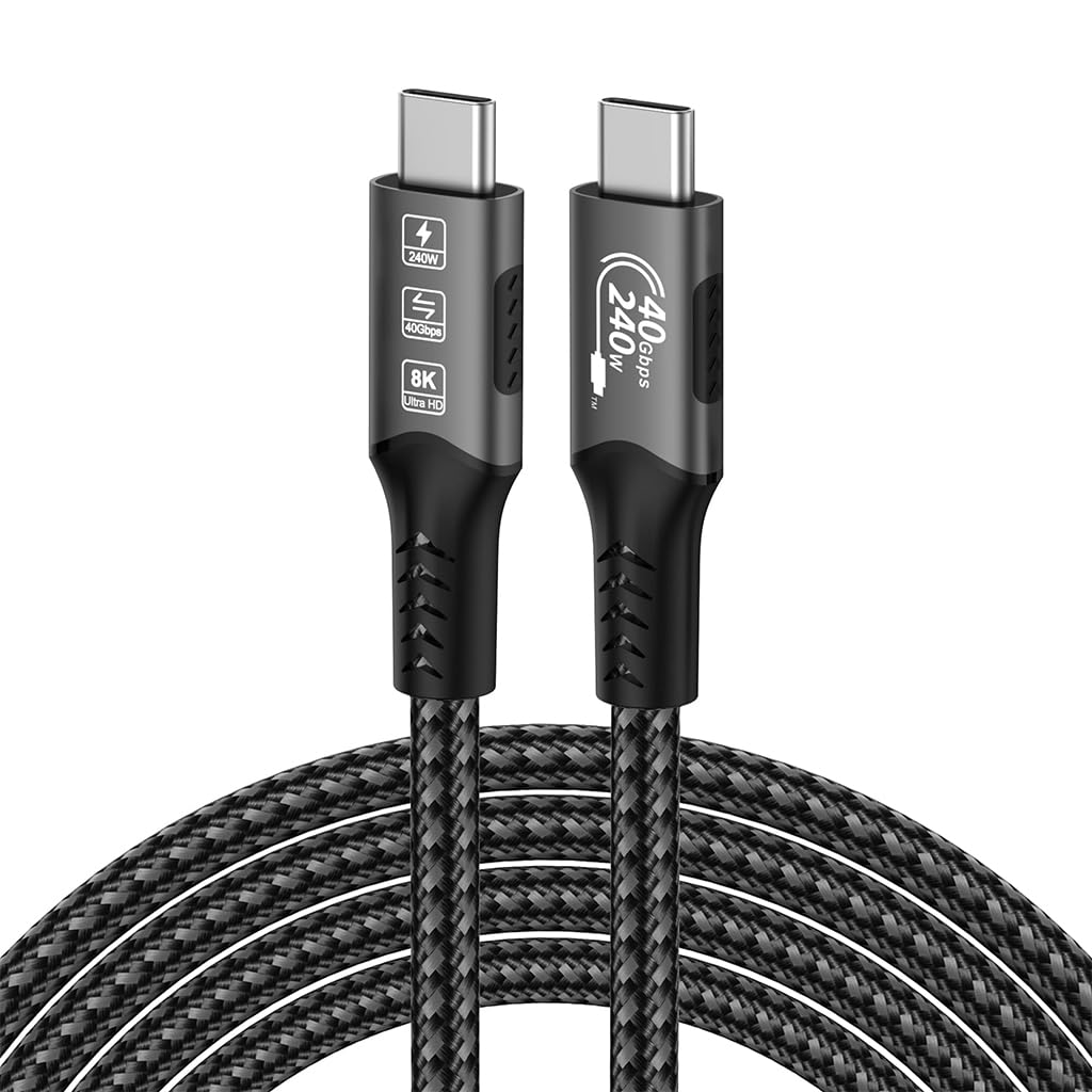 Verilux Type C to Type C Cable for 240W Fast Charging with 40Gbps Data & 8K Video Output | Black
