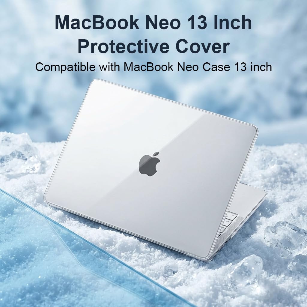 Verilux® Compatible with MacBook Neo Case 13 inch, Clear PC Laptop Cover Case Anti-Scratch Protective Laptop Cover, Ventilated Snap-on Fashion Cover with Front & Back Cover