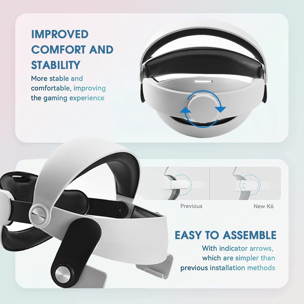 ZORBES® Adjustable Head Strap for Oculus Quest 2 with 120° Adjustable Knob Leather Soft Lining Enhanced Support and Comfort, Upgraded Head Strap Quick Snap Buckle Installation Quest 2 Accessories