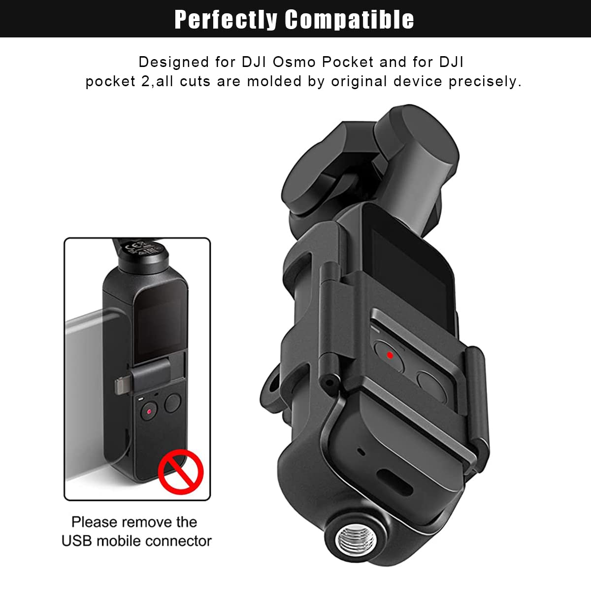 ZORBES® DJI Osmo Pocket Accessories Anti-Scratch Cover Mount Stand Bracket for DJI Osmo Pocket for DJI Pocket 2,Action Camera Mount Bracket - Black