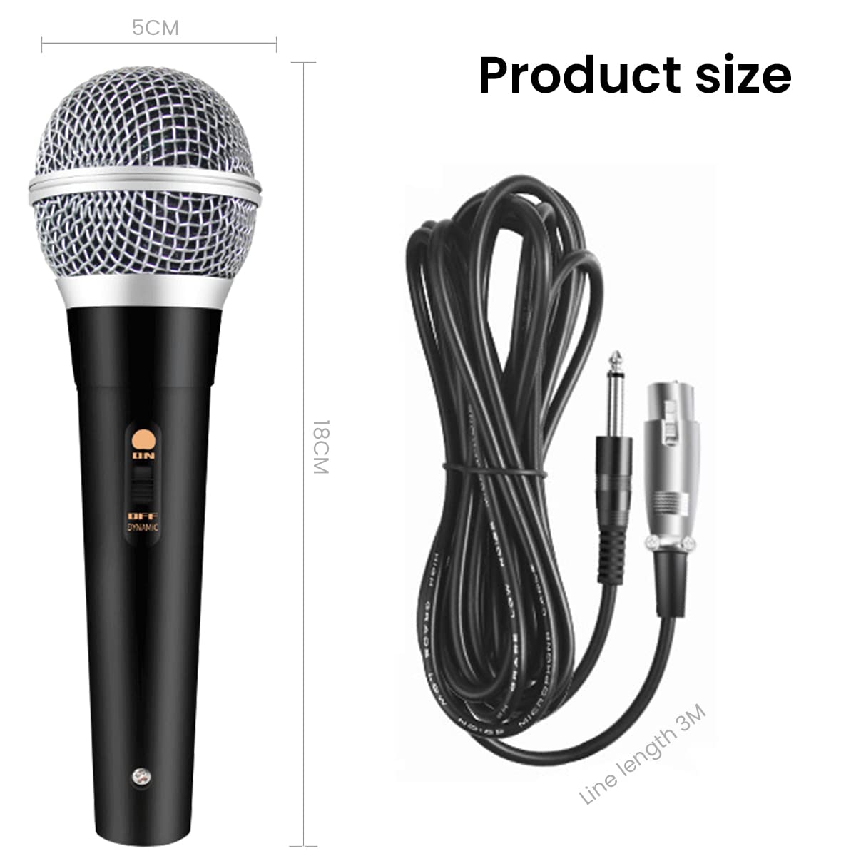 ZORBES® Handheld Wired Microphone, Cardioid Dynamic Vocal Mic with 11ft Cable and ON/Off Switch, Ideally Suited for Speakers, Karaoke Singing Machine, Amp or Mixer, Black