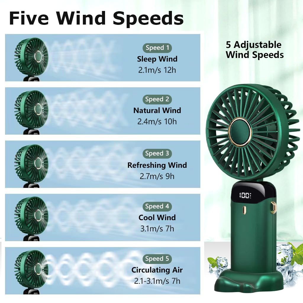 Verilux® Mini Handheld Fan (Green) - verilux