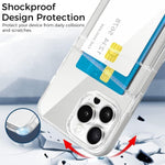 ZORBES Phone Case for iPhone 15 Pro Max with 2 Card Holder and 2mm Lens Protector | Clear Soft TPU Cover