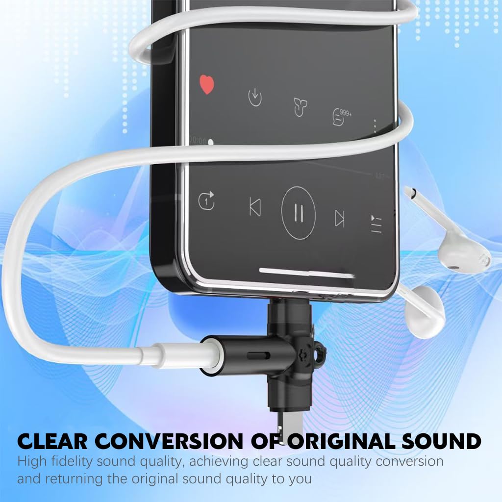 Verilux 2 in 1 Light ning to 3.5mm Adapter for iPhone and Galaxy | Dual USB C and Light ning Ports