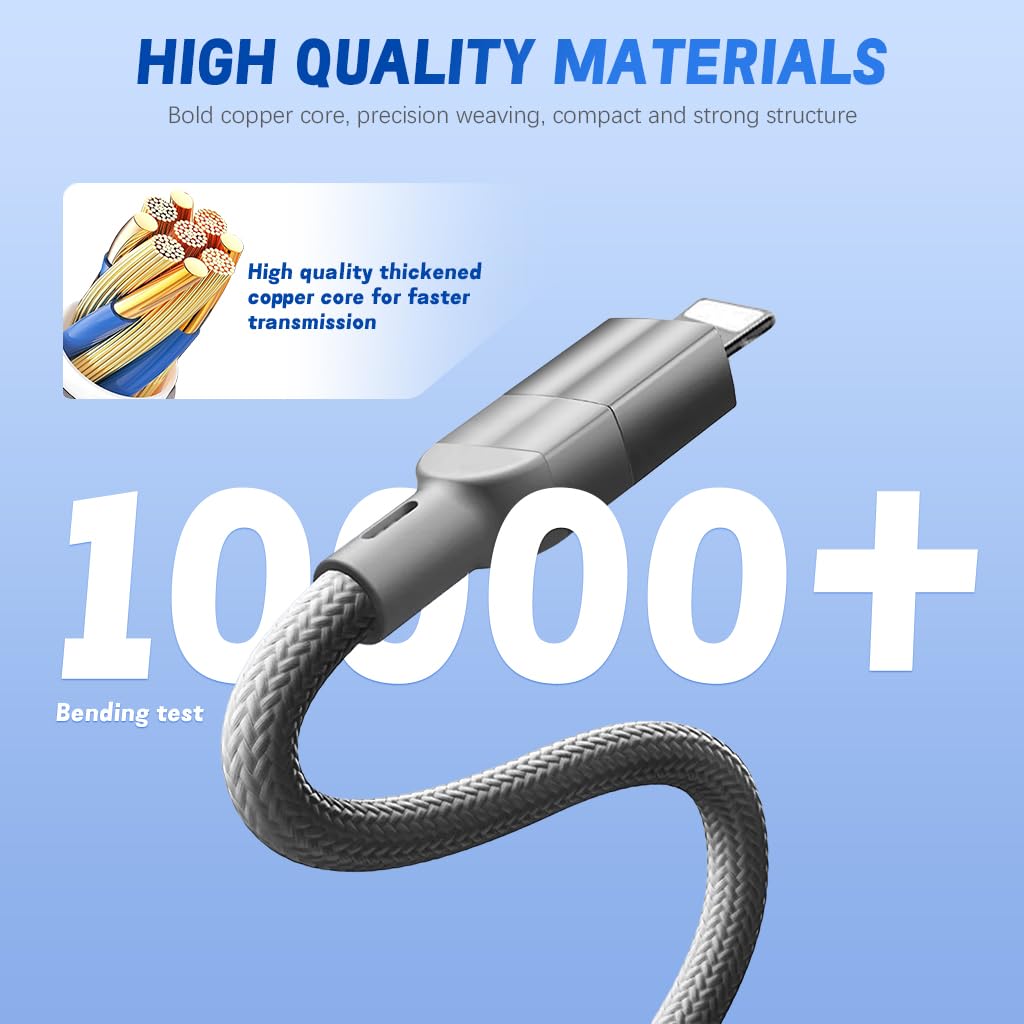 Verilux 4 in 1 Magnetic USB C Cable 3.3ft 100W PD with Nylon Braid | Fast Charging and Data Transfer