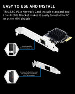 Verilux 2.5GBase T PCIe Network Adapter for Windows Linux and Mac featuring RJ45 Port | Supports 10 100 1000 2.5Gbps Full Duplex Flow Control