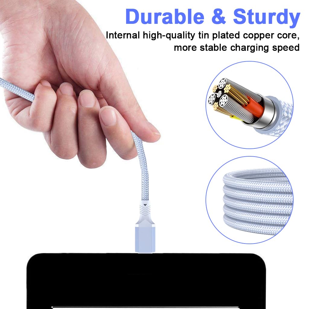 Verilux 5 in 1 Type C Cable for Travel and Multi Device Charging with 100W PD and 3.9ft Nylon Braided Design