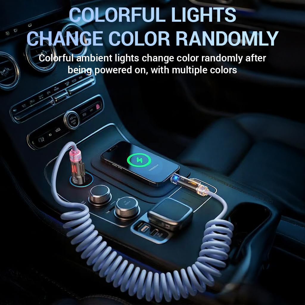 Verilux 4 in 1 Type C Phone Charging Cable with 240W PD | Extendable Spring Cord for Travel