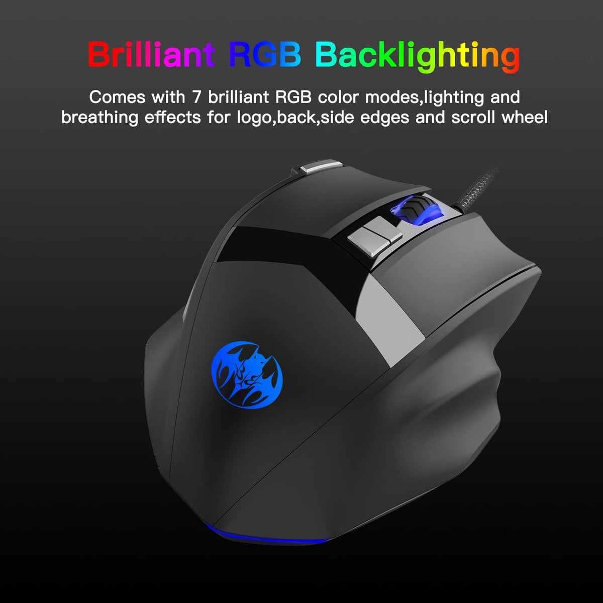 ZORBES® Wired USB 2.4G Optical Mouse with 6 Adjustable DPI Adjustable Additional Weight Gaming Mice LED Backlit