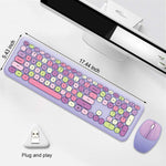 Verilux Wireless Keyboard and Mouse Combo with 110 Keys and Cleaning Brush | Purple Gift for Girls